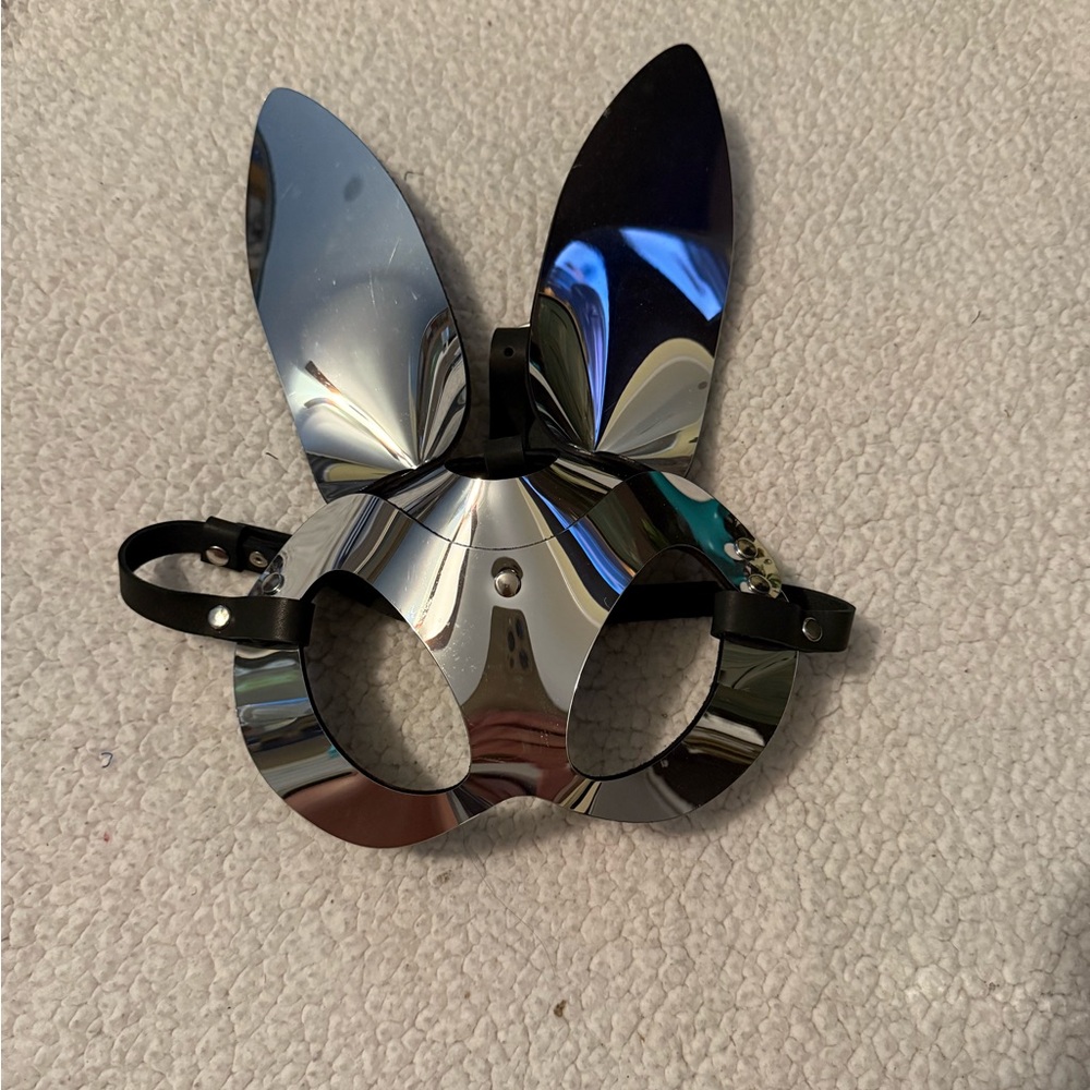 Silver and Black Bunny Mask